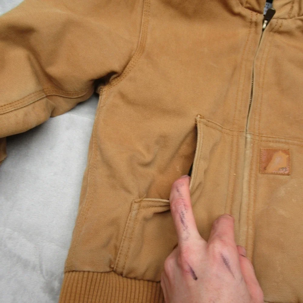 Carhartt Jacket Kids XXS Brown Canvas Hood Insulated Outdoor‎ Winter WARM Canvas